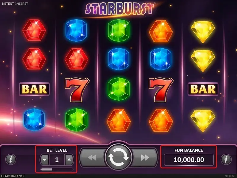 starburst demo game interface annotated screenshot