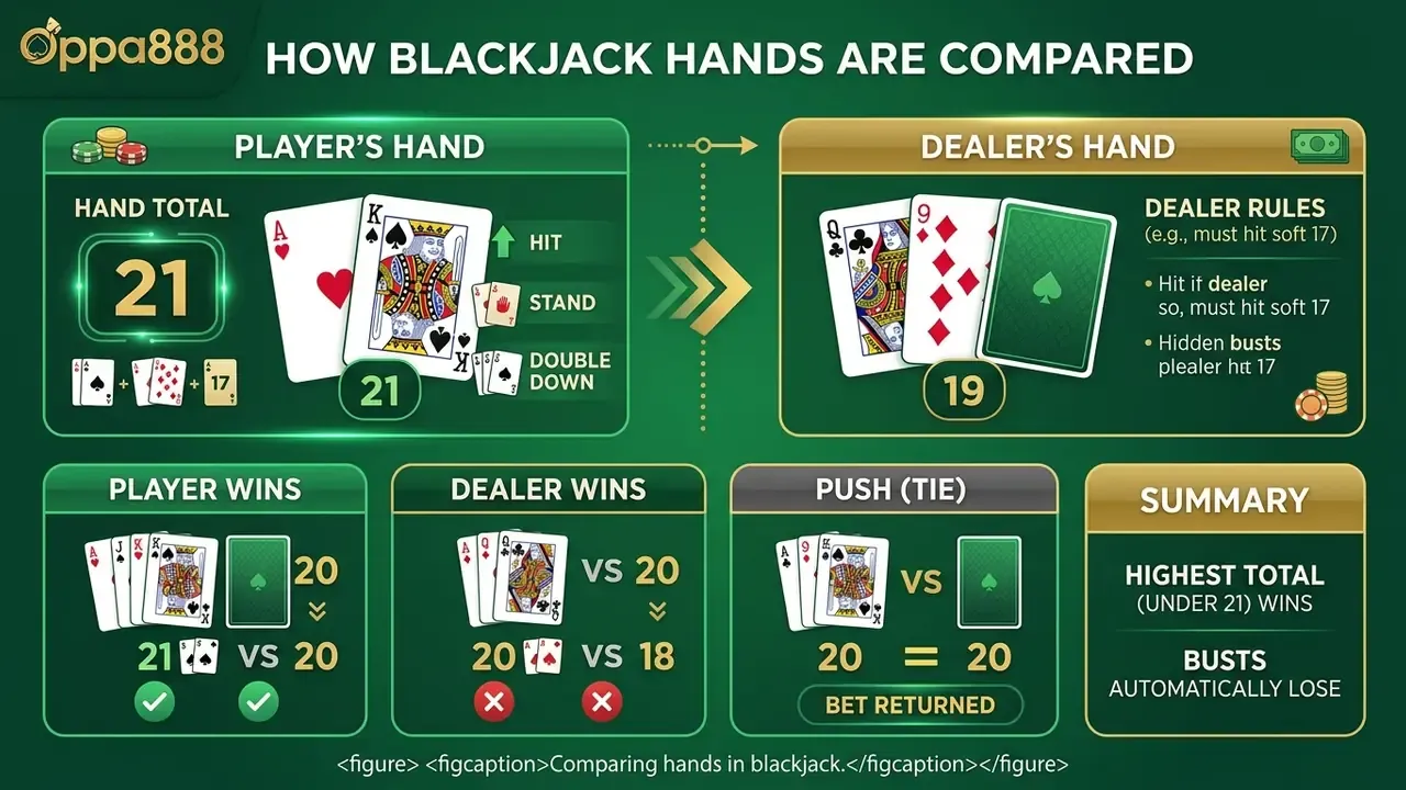Comparing hands in blackjack